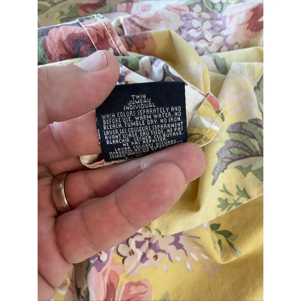 Ralph Lauren Kathleen Twin Flat Sheet Yellow Floral‎ Roses. Blue Label For Parts